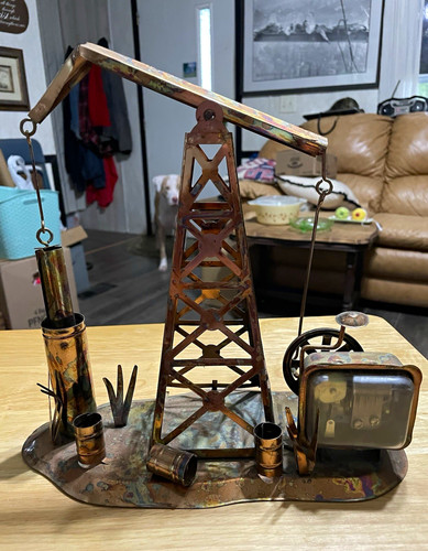 Copper brass oil derrick - oil,