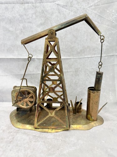 Vintage copper oil derrick - oil,